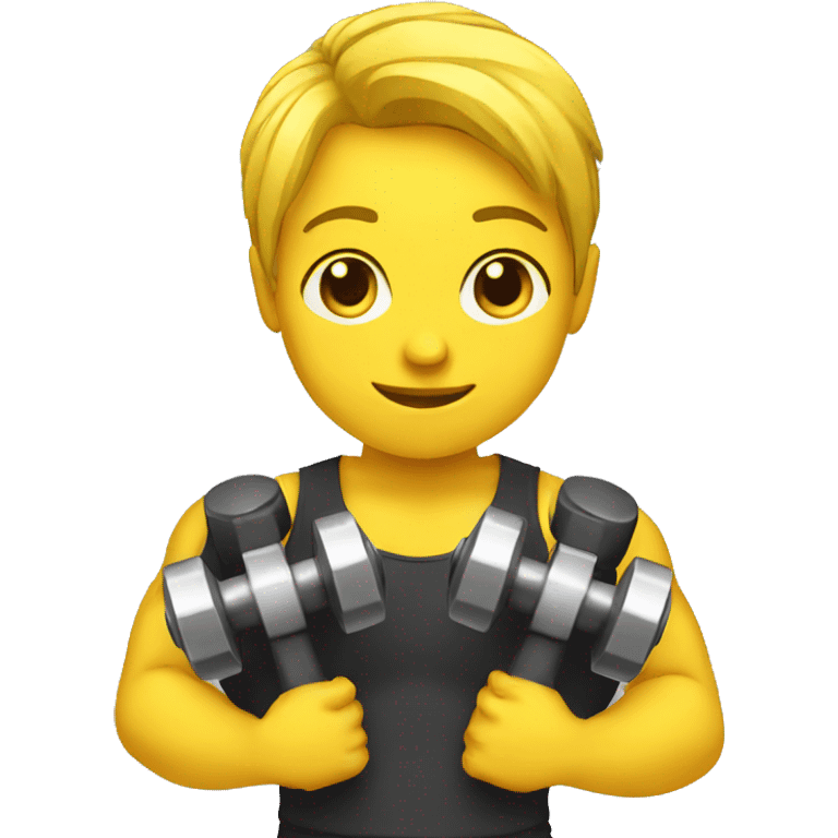 personal trainer with yellow skin holding dumbbells emoji