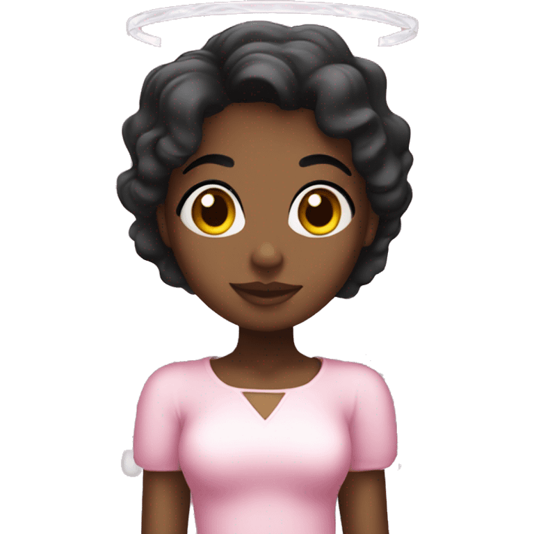 Black woman dressed as an angel in pink with short black hair  emoji