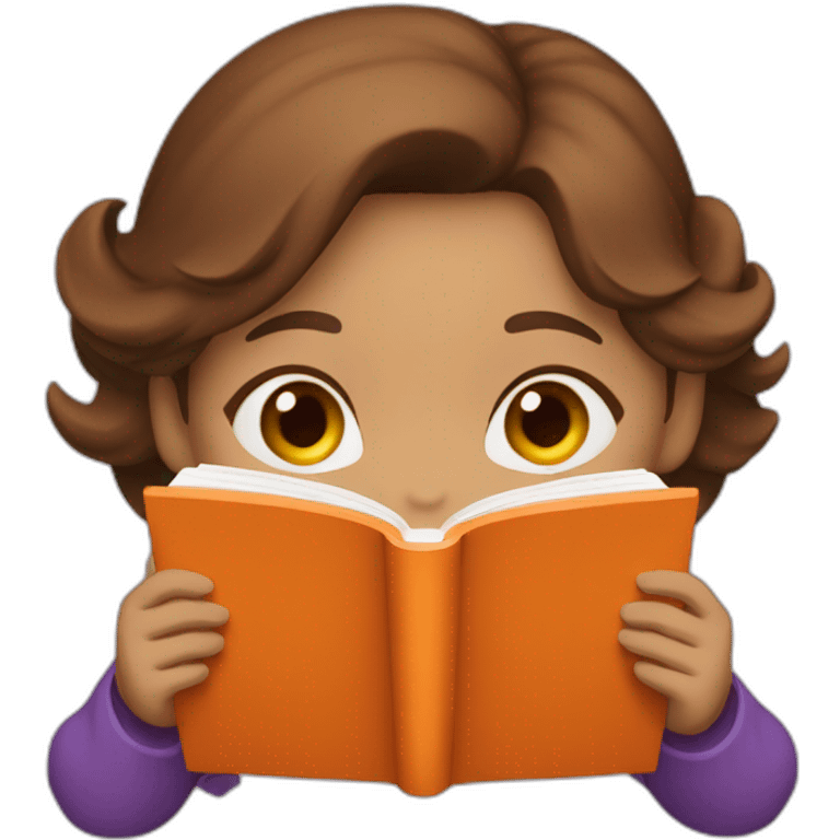 brown-medium-hair-girl-wearing-purple-blouse-reading-a-orange-book-without-glasses emoji