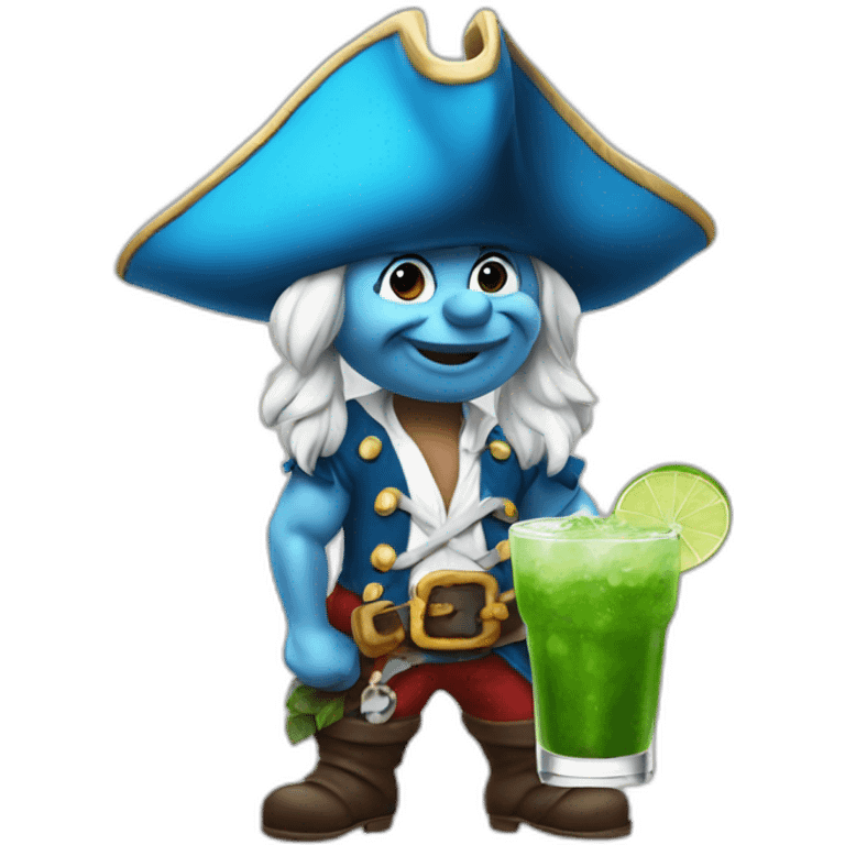 smurf pirate drinking mojito emoji