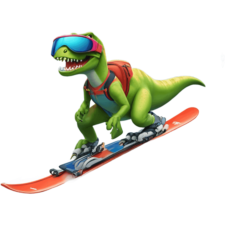 Dinosaur skiing emoji