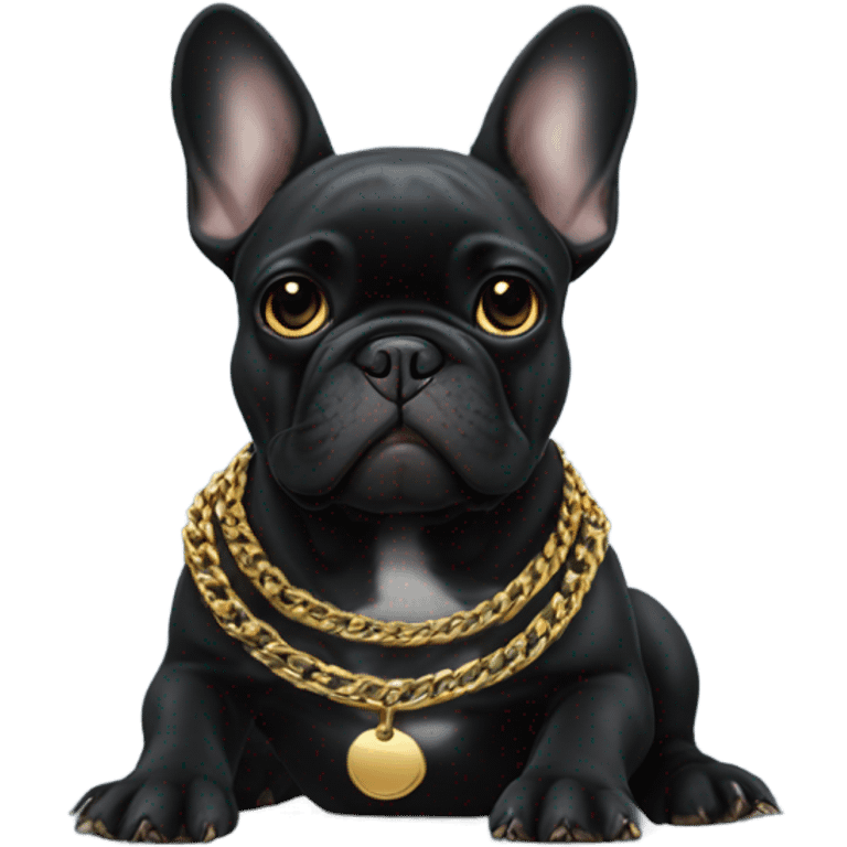 black french bulldog with a gold chain  emoji