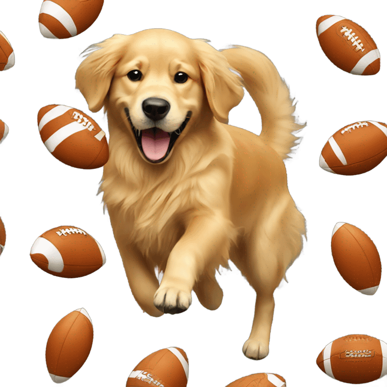 Golden retriever playing football emoji