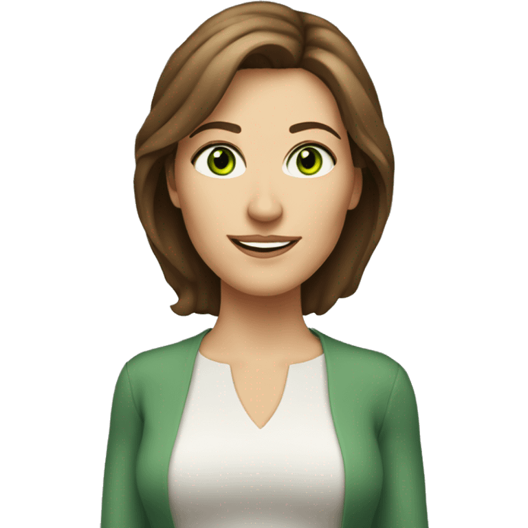 pretty middle age caucasian woman with brown hair and green eyes emoji