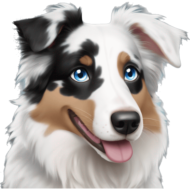 Double Merle Australian shepherd blue eyes and black eyeshadow emoji