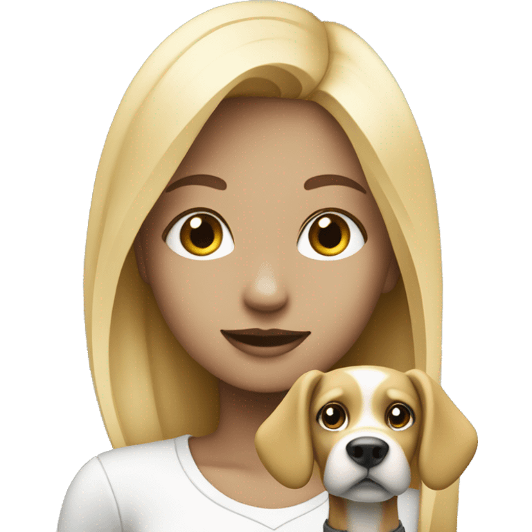 blonde girl with dog is black and white  emoji