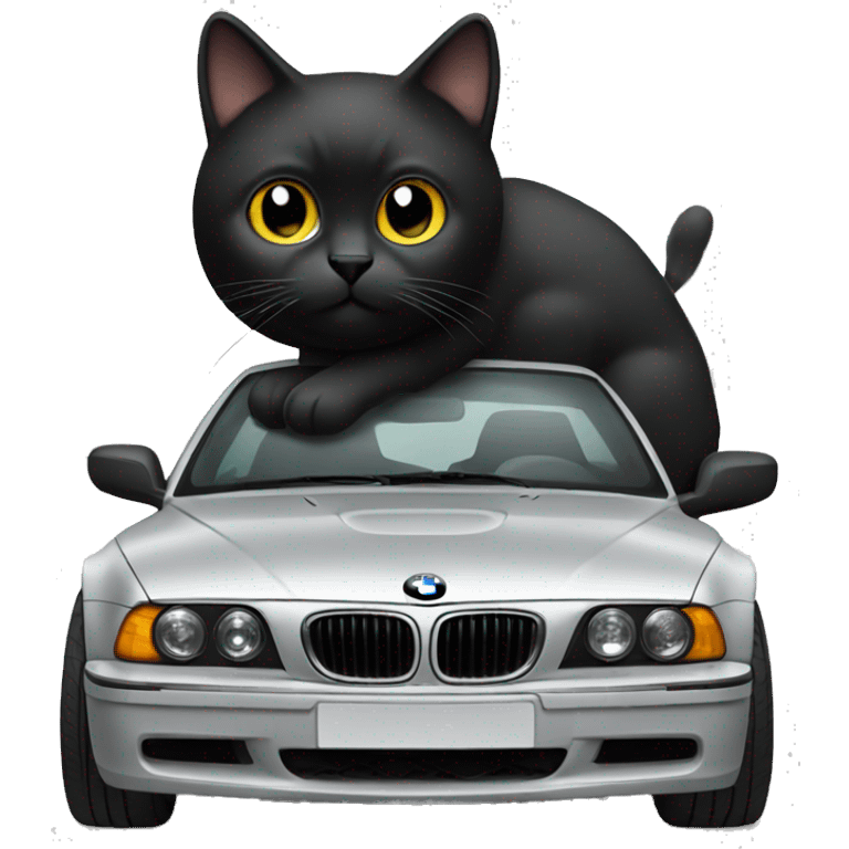 BMW with black cat on board emoji