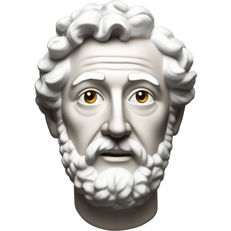 white marcus aurelius bust looking into the camera with a slight smile emoji