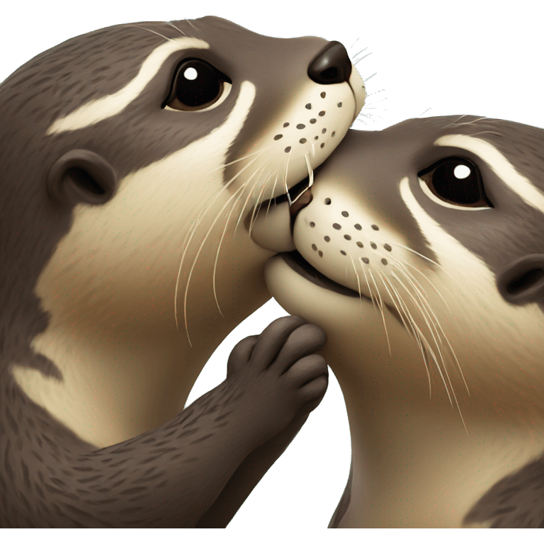 Two mexican otters kissing emoji