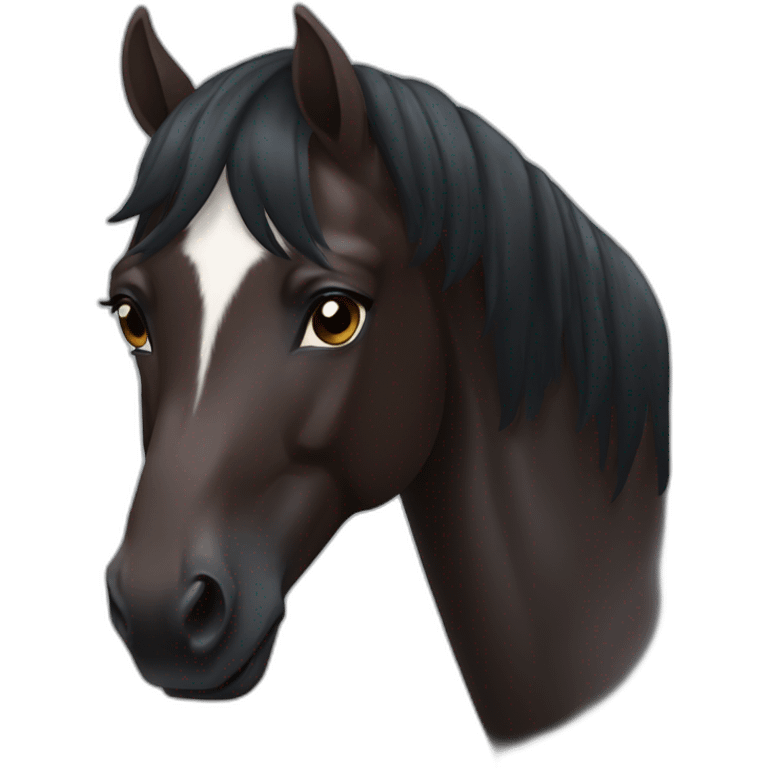 dark bay horse with a white spot on forehead emoji