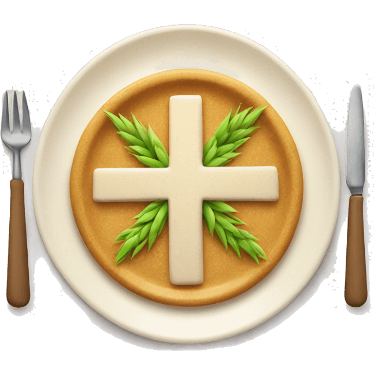 a wheat plate cooked with a cross in the middle emoji