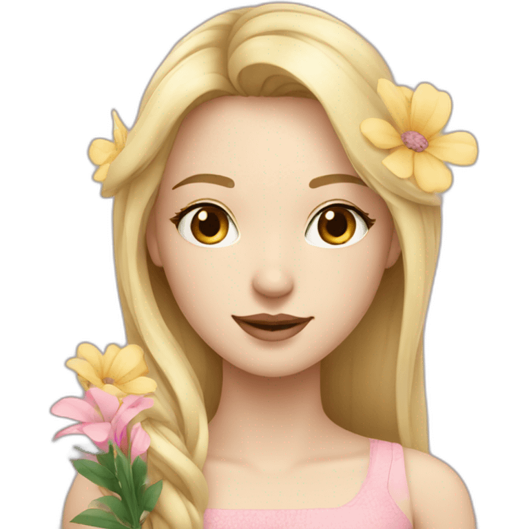 young pretty blond woman with pale skin and flowers  emoji