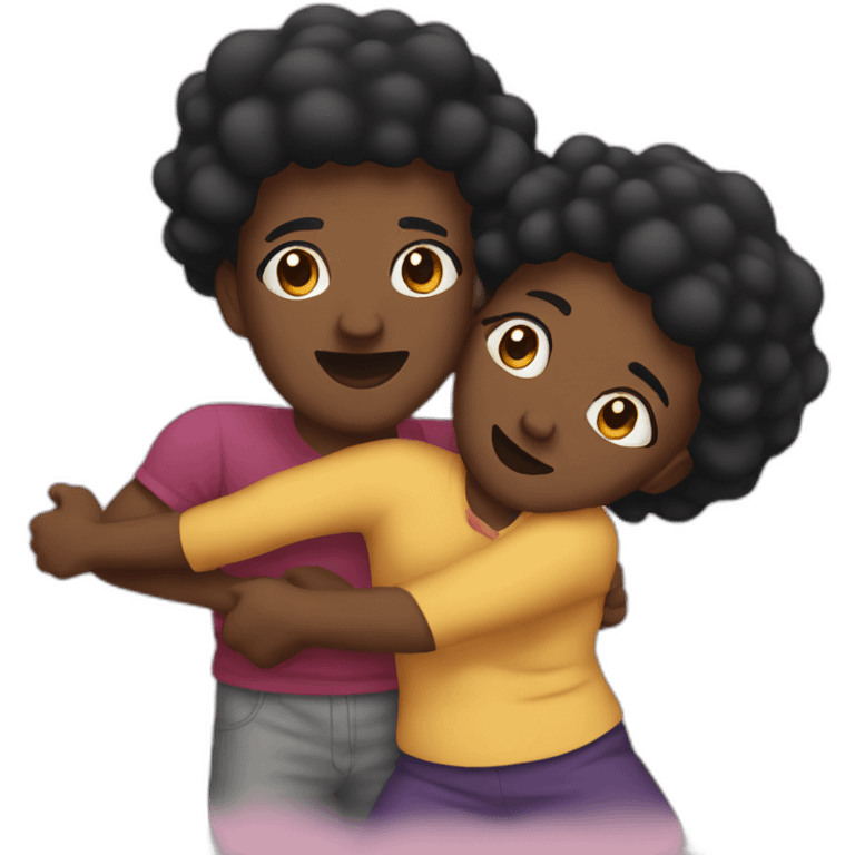 black couple pillow fighting emoji