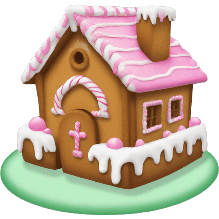 gingerbread house with pink frosting emoji