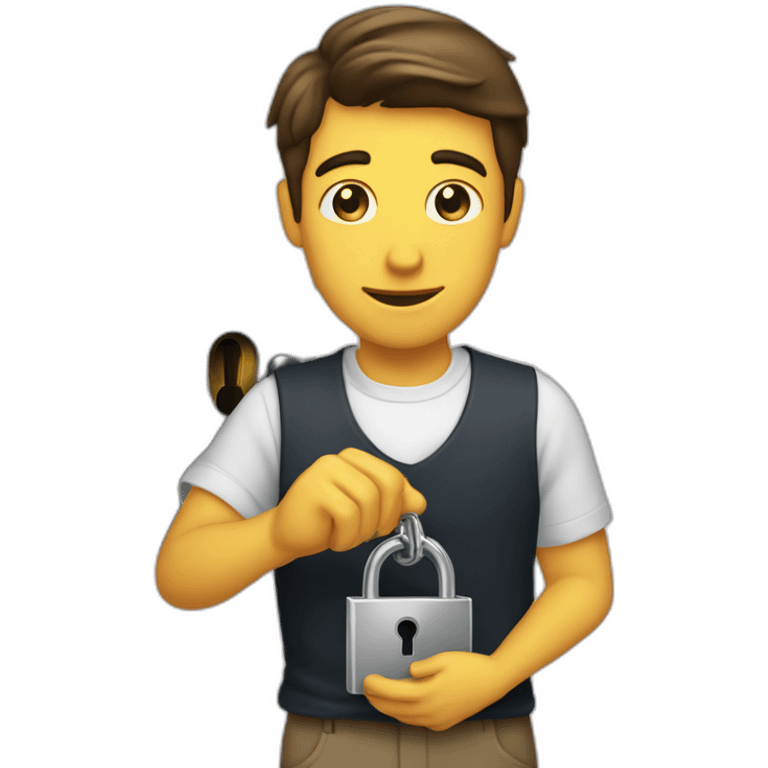 classy 20 years old man struggling to get a key into a lock emoji