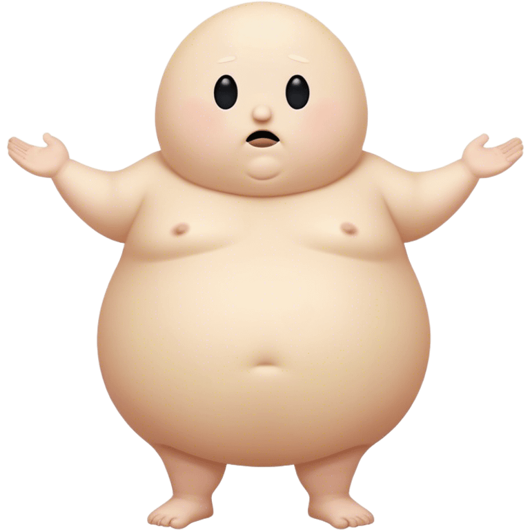 side profile of a fat pale white full body cartoon with little legs, little arms, a big round nose protruding far out from his long oval head and tiny black eyes facing right his entire body is one blob emoji