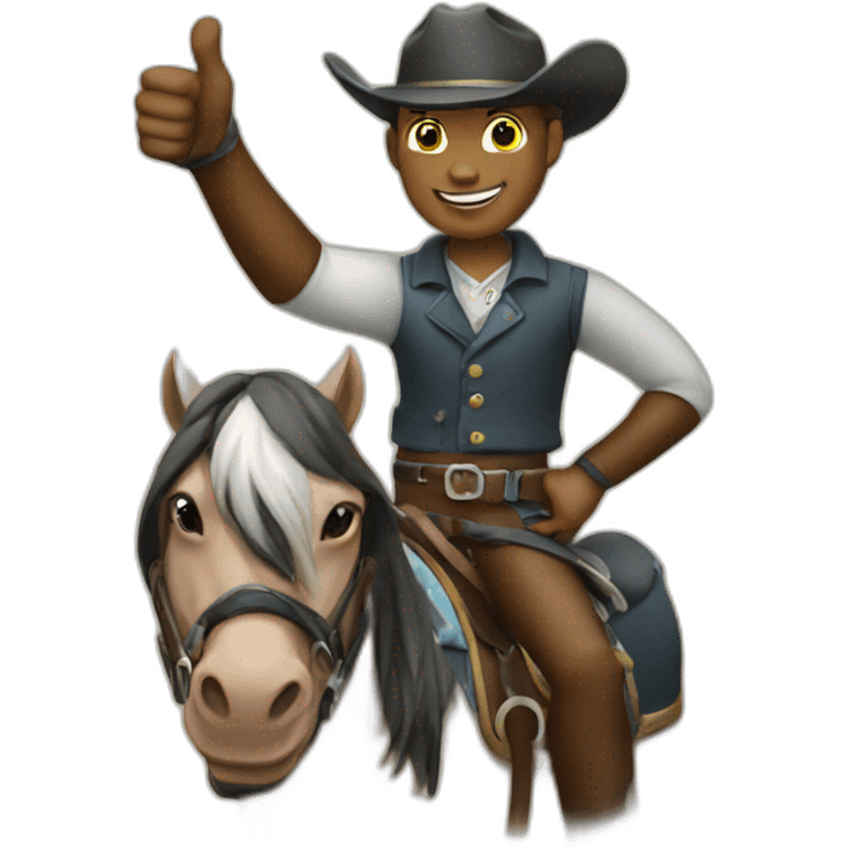 Horse rider with his thumb up emoji