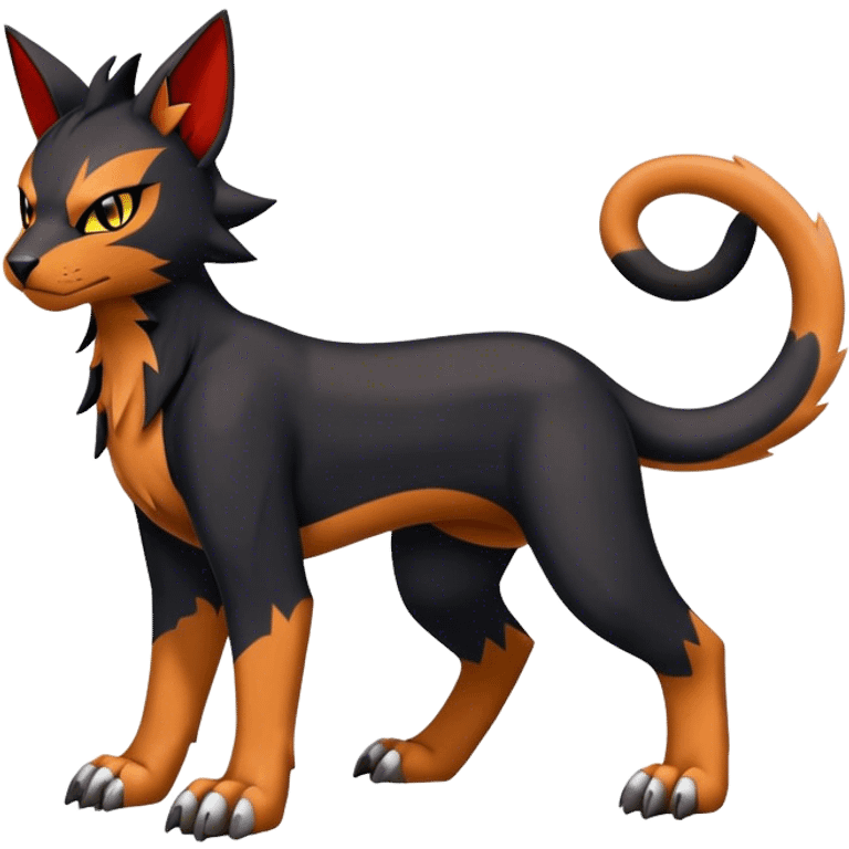 Cool edgy Torracat-Houndour-Litten-Digimon, full body emoji