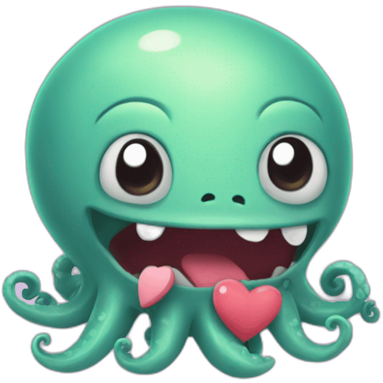 cute kraken cute face having a heart attack emoji