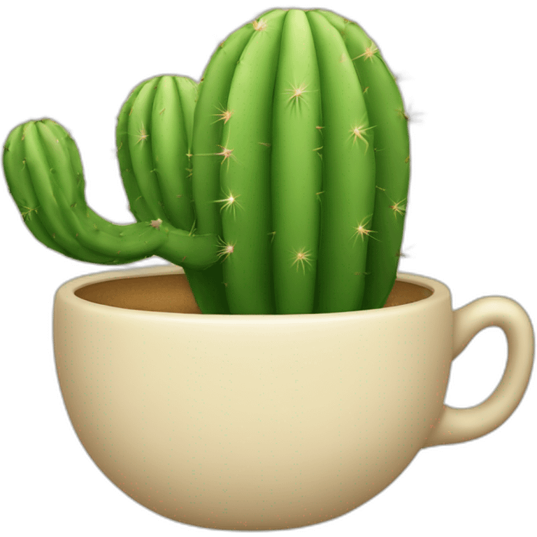 a teacup shaped like a cactus emoji