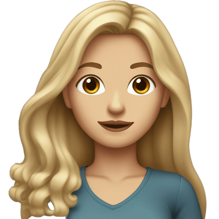 long dirty blonde hair, brown eyes, caucasian lady emoji