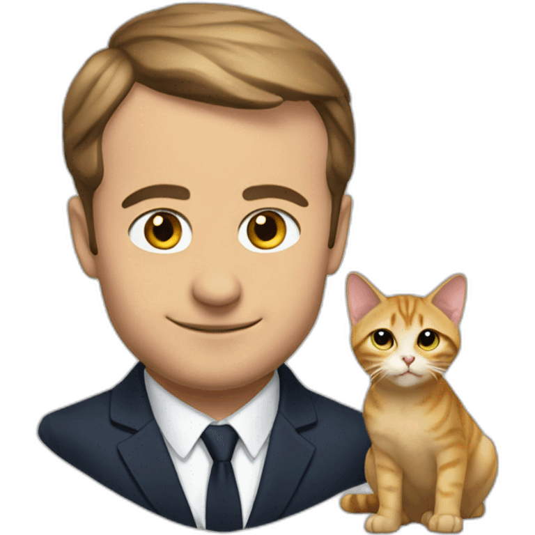 Macron with cat emoji