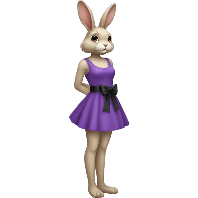 Female full body purple rabbit with a black bow emoji