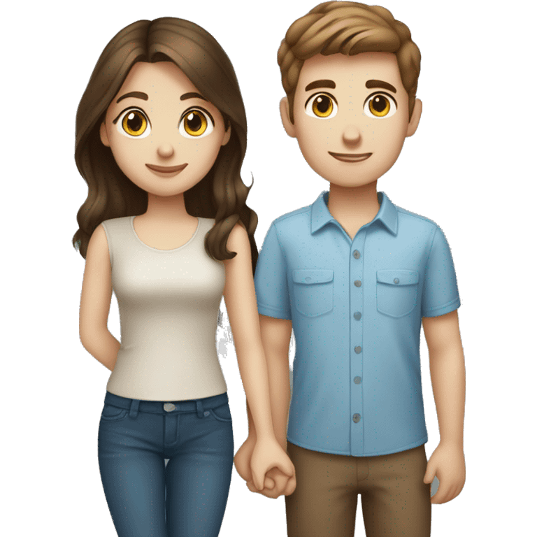 young couple brown hair blue eyed girl and brown hair boy  emoji