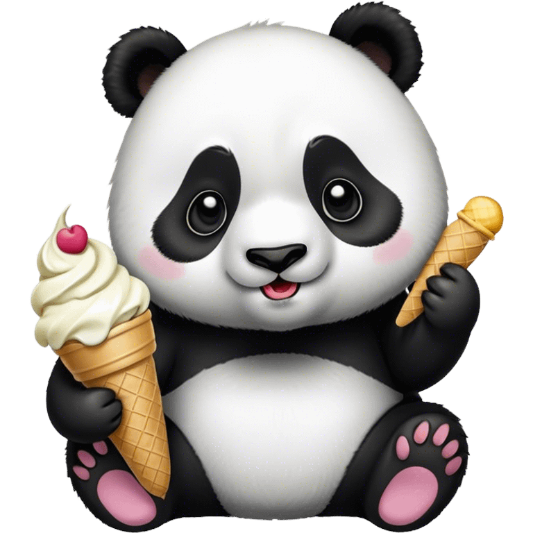 Panda eating ice cream emoji