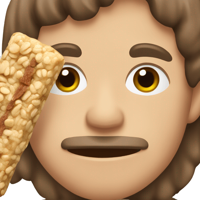 Man with brown hair eating a muesli bar  emoji