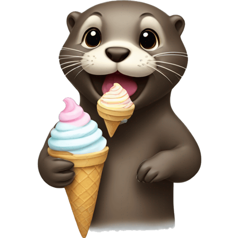 Otter eating ice cream  emoji