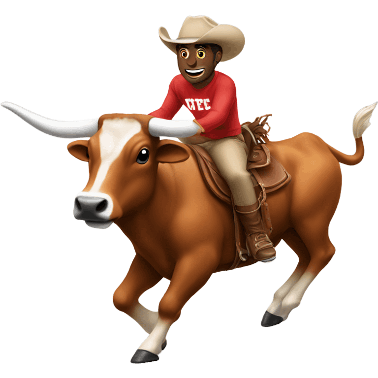 Buckeye mascot riding a longhorn emoji