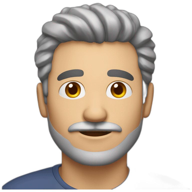 hombre blanco de 53 años con el pelo corto canoso sin bigote emoji