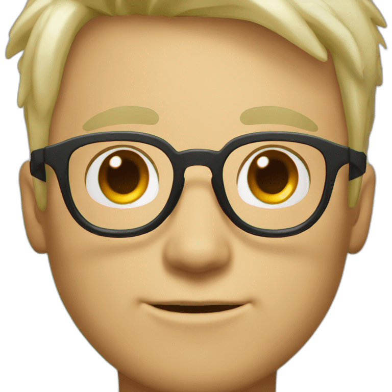 young guy with platinum blonde hair and big tortoiseshell glasses emoji