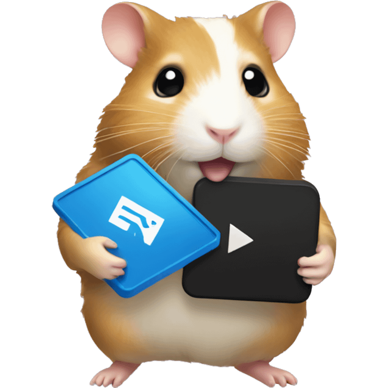 A hamster holding youtube gold play button award emoji