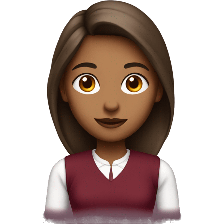 College girl in burgundy outfit emoji