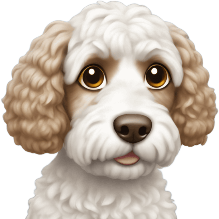 Cockapoo white with brown ears emoji