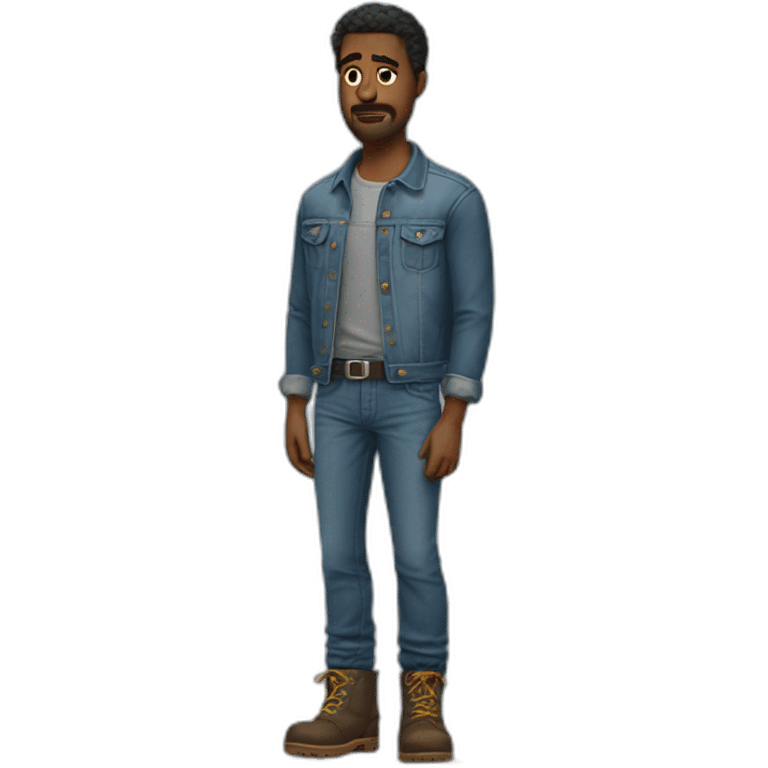 Miserable man wearing denim boots emoji