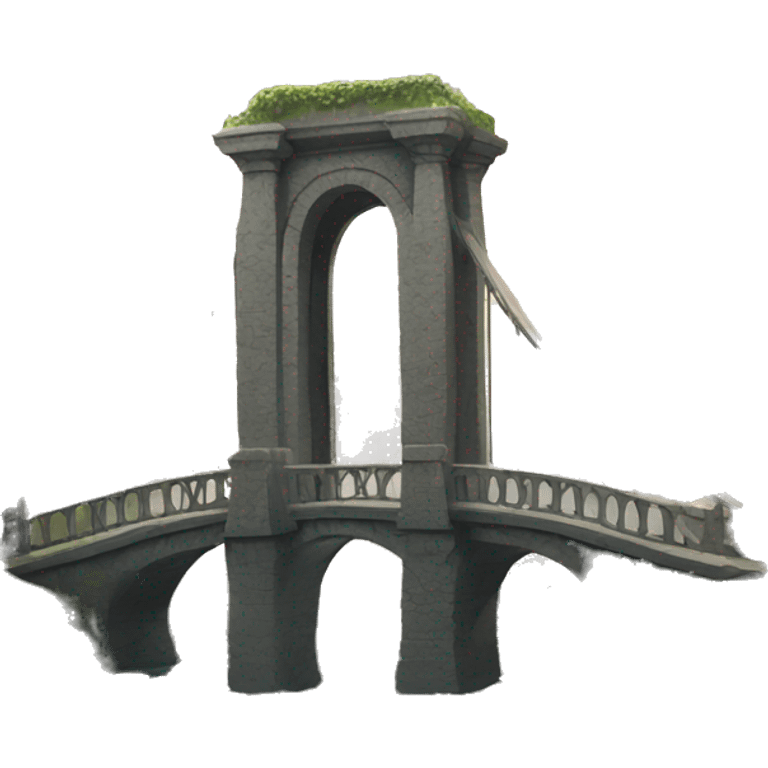 Fantasy cemetry with a bridge emoji