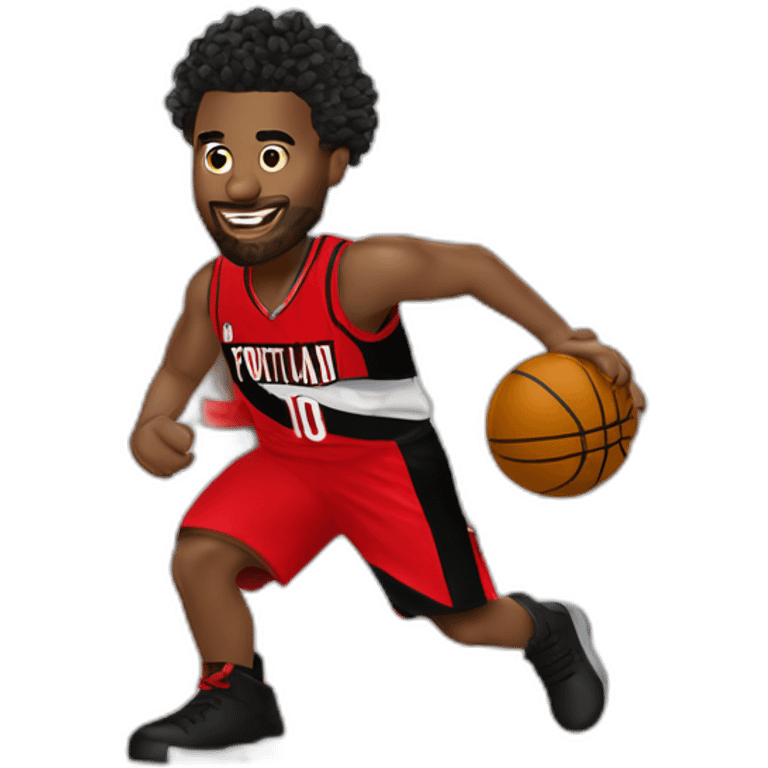 Basketteur avec cheveux bouclés qui joue au portland trail blazers emoji