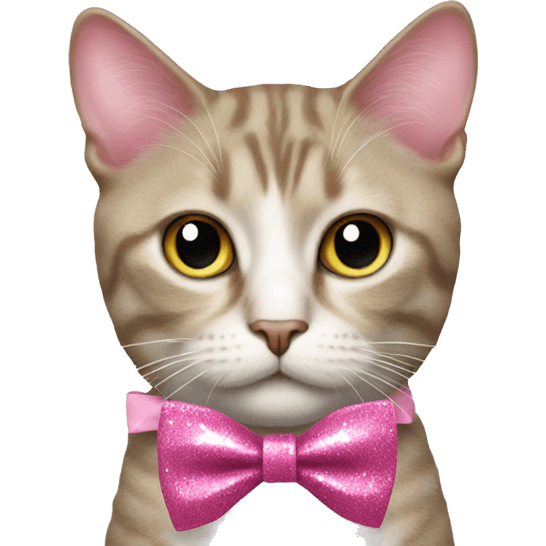 cat with pink bow tie and glitter  emoji