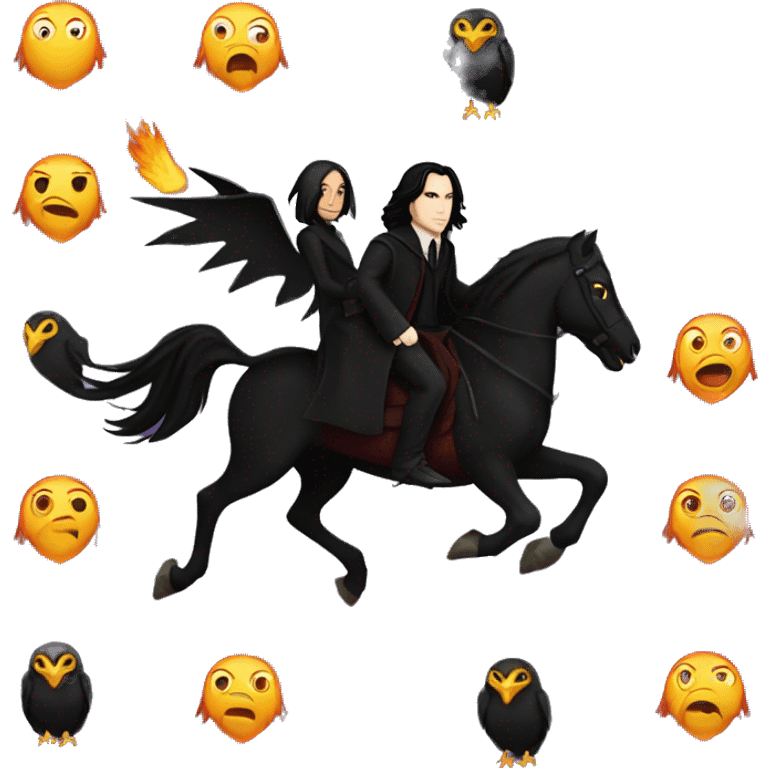 Severus Snape riding Fawkes the Phoenix emoji