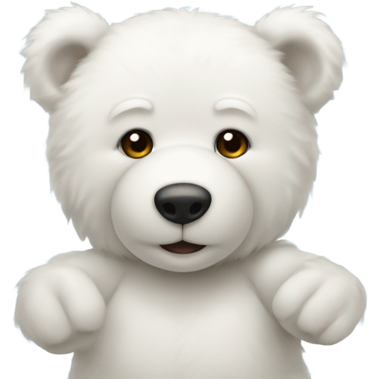 white teddy bear with a boe emoji