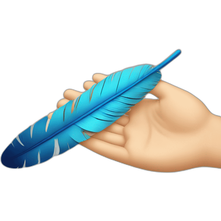 a feather held by a hand under a foot emoji