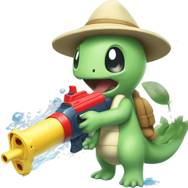 Breloom the Pokémon shooting a water gun emoji