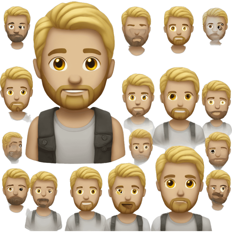 White Man wearing tattoos blond hair and beard emoji