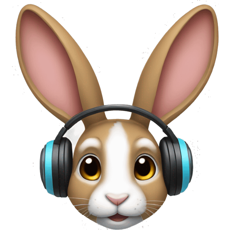 conejo rabbit wearing headphones  emoji