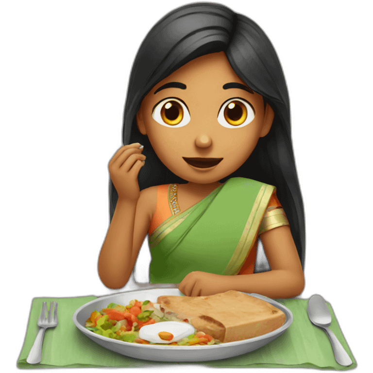 indian girl eating lunch emoji