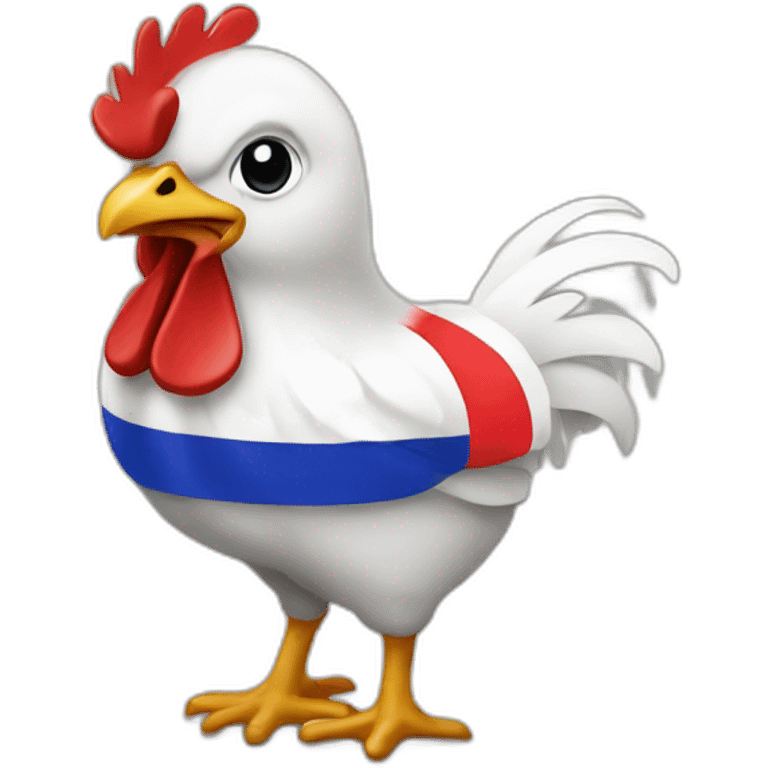 A chiken with French flag on it emoji