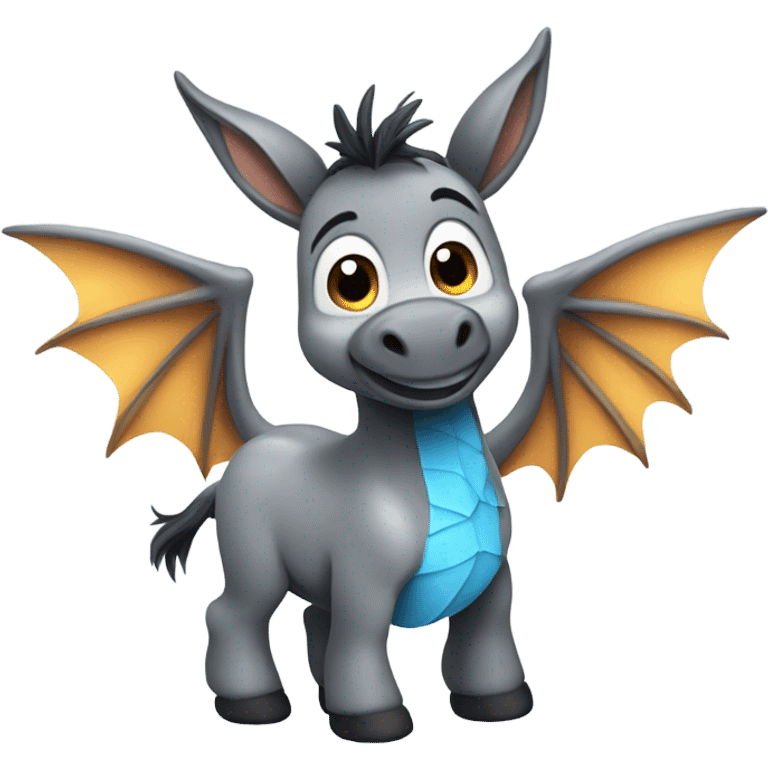 cute Donkey with blue dragon wings emoji